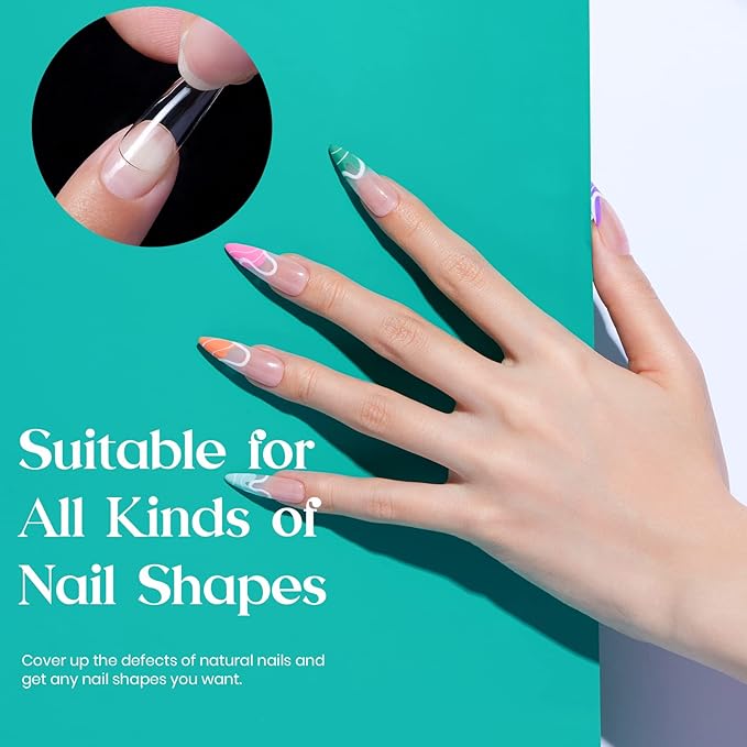 Beetles Gel Nail Tips Clear, Stiletto Medium, 500Pcs 10 Sizes, Pre-Shaped Full Cover Soft Acrylic False Press On Nail Tips Stiletto Shape Easy DIY Fall Nail Extension Salon Gift for Women