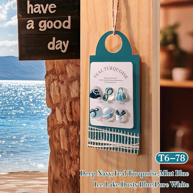 Double Rhythm 6 Pcs 15 ML Gel Polish Set Same Color Same Bottle Soak Off Gel Polish Kit Nail Art Manicure Salon DIY at Home for Women (White Light Green Teal Blue Turquoise-T6-78)
