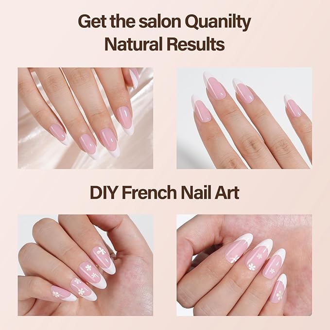 Vansiho French Gel Nail Tips, 150Pcs Medium Almond Gel Nail Tips, Pink Soft French Tips Press on Nails, Fake Nails for Nail Art DIY 15 Sizes