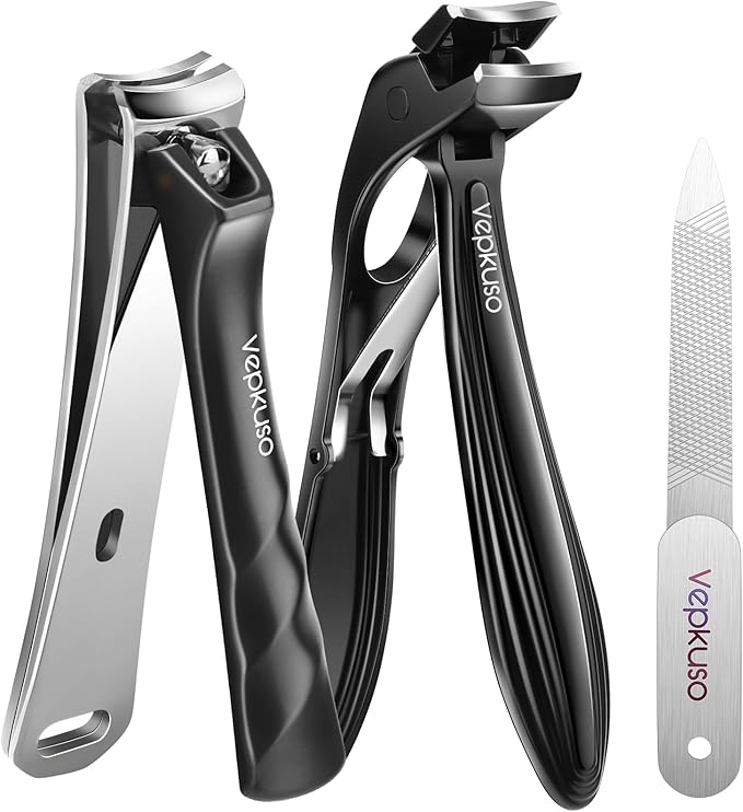 Toenail Clippers&Nail Clippers for Seniors Thick Nails - Professional Nail Clippers Set for Men/Women, Manicure Kit with Angled Head, Stainless Steel Toe Nail Cutter, Gift Idea