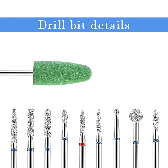 10pcs Nail Drill Bits Set for Manicure, Diamond Bits Drill Kit for Nails Professional Russian Cuticle Removal Bits Manicure Set Professional for Home Salon