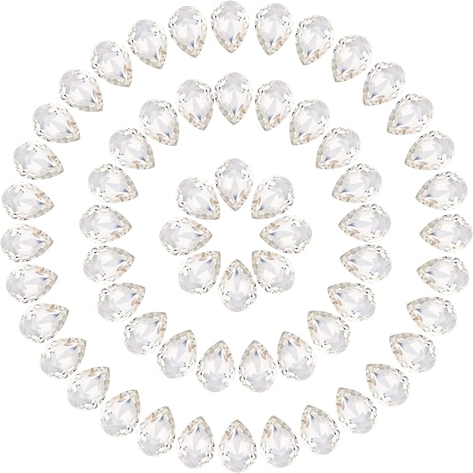 MECCANIXITY Teardrop Rhinestones 7x10mm, 84 Pcs Pointed Back K9 Glass Shiny Drop Shaped Rhinestones Crystal Gems for DIY Jewelry Making Crafts, Silver