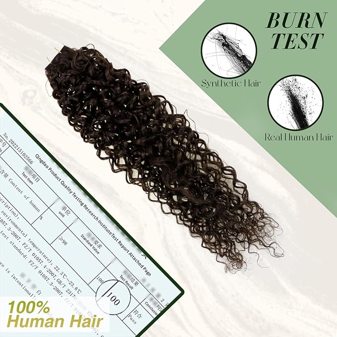 RUNATURE Curly Tape in Hair Extensions Human Hair, Natural Wave Curly Hair Extensions Tape Ins Real Human Hair for Women, Seamless Wavy Remy Hair, #2 Dark Brown 14 Inch 50g 20pcs