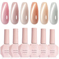 MelodySusie Minimal Nude Pink Cat Eye Set Cat Eye Gel Nail Polish Set 6 Pcs, 0.26 Fl Oz Glitter Holographic Magnetic Nail Polish with Magnet, UV Nail Polish for Nail Art Manicure Salon DIY at Home
