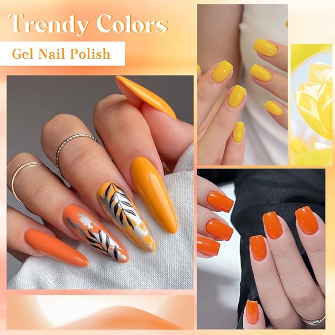 MEET ACROSS 12pcs Gel Nail Polish Set,Soak Off UV LED Lamp Gel Nail Polish Kit,Fashion Shimmer Nail Art Design Gifts for Women Manicure Salon (Autumn series)