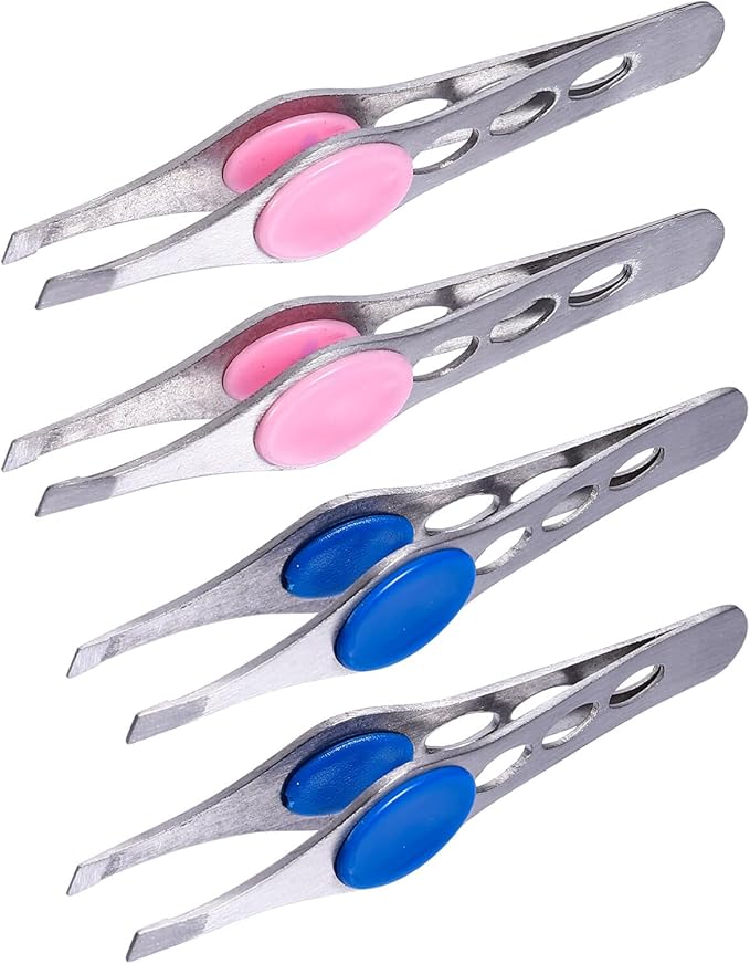 FRCOLOR 4pcs Stainless Steel Eyebrow Tweezers Eyebrow Sissor Kit Facial Tweezers Specialty Tools Clamp Eyelash Tweezers for Extensions Clips Tool Miss Selector Nail