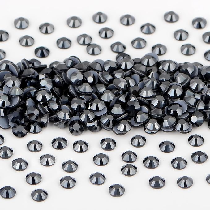 NCB 2880pcs Hotfix Rhinestones Flatback Crystal Rhinestones for Crafts Crafting Clothes Shoes DIY Decorations (Hematite Black, SS4 1.6mm)
