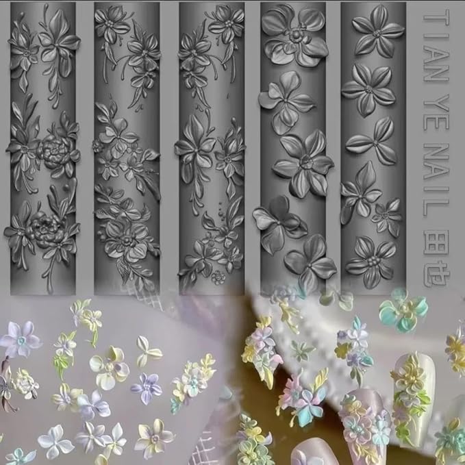 Spring Bloom Nail Mold Silicone Floral 3D Design Tray for Resin Gel DIY Manicure Embellishment Craft Making