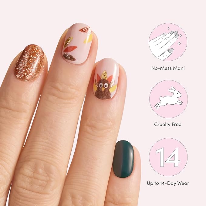 Dashing Diva Gloss Nail Strips - Fowl Play - UV Free, Chip Resistant, Long Lasting Gel Nail Stickers - 3-Piece Manicure Set - Contains 32 Wraps, 1 Prep Pad, 1 File