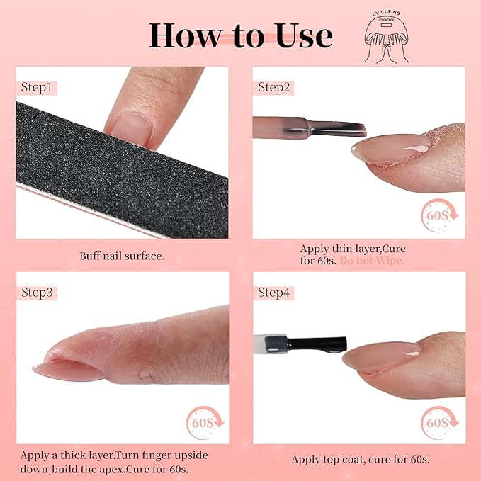 JODSONE Rubber Base Builder Gel for Nails,16.5ML 3-in-1 Nude Pink Rubber Base Gel Polish for Nail Thickening Solution Strengthen,Apex Building,Enhance