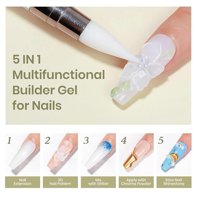 MIZHSE 100g Solid Builder Gel, Large Capacity White Sculpting Gel for Nails, Non-sticky Hand 3D Nail Art Building Carving Modeling Hard Nail Extension with 3D Mold Nail Art Salon Home DIY