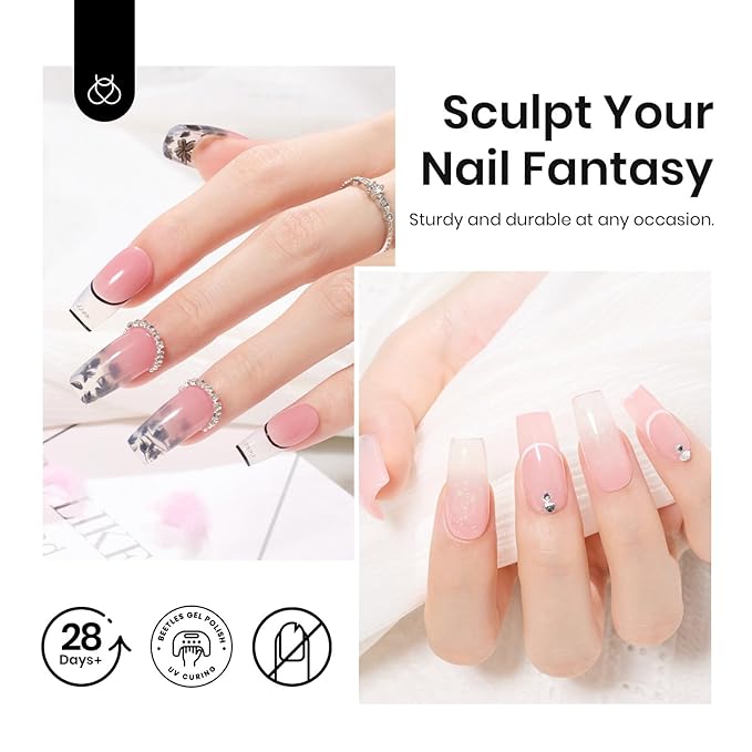 Beetles Hema-Free 60g Poly Nail Gel - Clear Nail Extension Gel Naturally Strengthens Long-Lasting DIY Art, UV & LED Needed