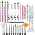 36pcs Nail Art Brushes,Nail Art Tools Set,Nail Art Design Pen with Extension Gel Brush,Nail Dotting Tools,Drawing Brush for Nail Art,Carved Brush,Liner Brush for Home DIY Salon Use,Black