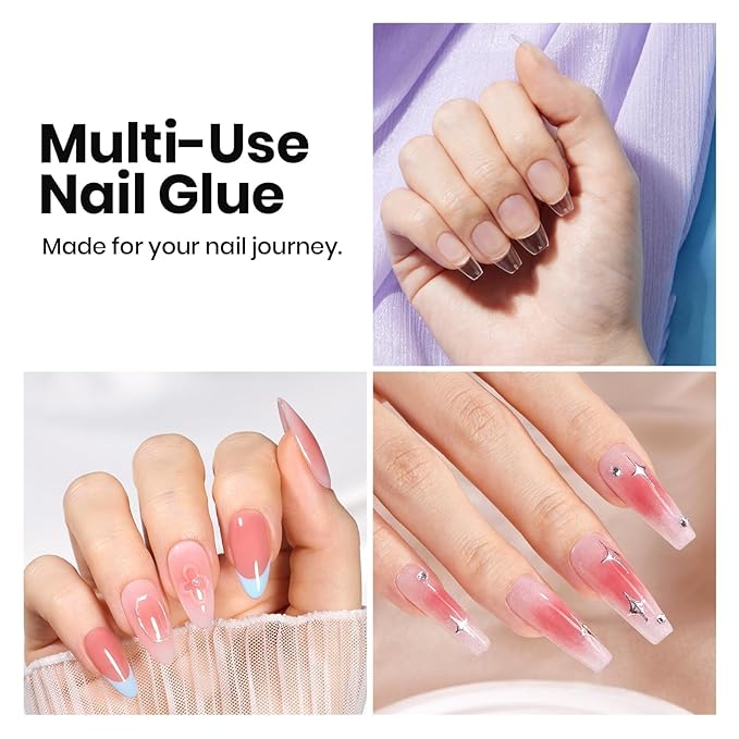 Beetles 3Pcs Gel Nail Glue Nail Dehydrator and Primer, Hema-Free & Acid Free Nail Bond Protein Prep Kit for Nail Tips & Nail Extensions, TPO Free, Long-Lasting Adhesion