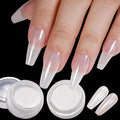 2Pcs White Chrome Nail Powder, Pearl Nail Chrome Powder Magic Clear Mirror Effect Nail Glitter White Shimmer Pigment Dust for Nails Art Design