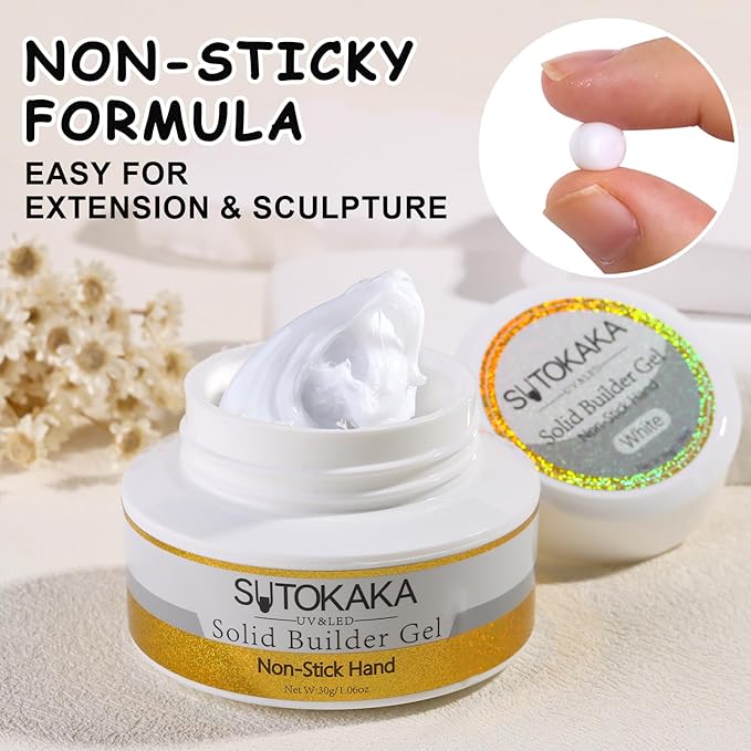 3D Gel Nail Art, 30g White Solid Sculpture Builder Gel Non-Stick Hand Nail Extension Gels Hard Gels for Carving Patterns Decoration Manicure DIY Home Salon Use