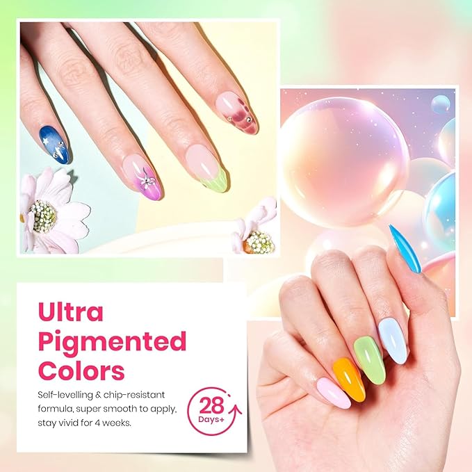 Beetles Gel Nail Polish Set - Fourfold Grace Collection, 25 Colors Baby Blue Biush Pink Gel Polish Set Spring Colors with Base Top Coat Soak off UV Gel DIY Nail Art Manicure Gift for Women