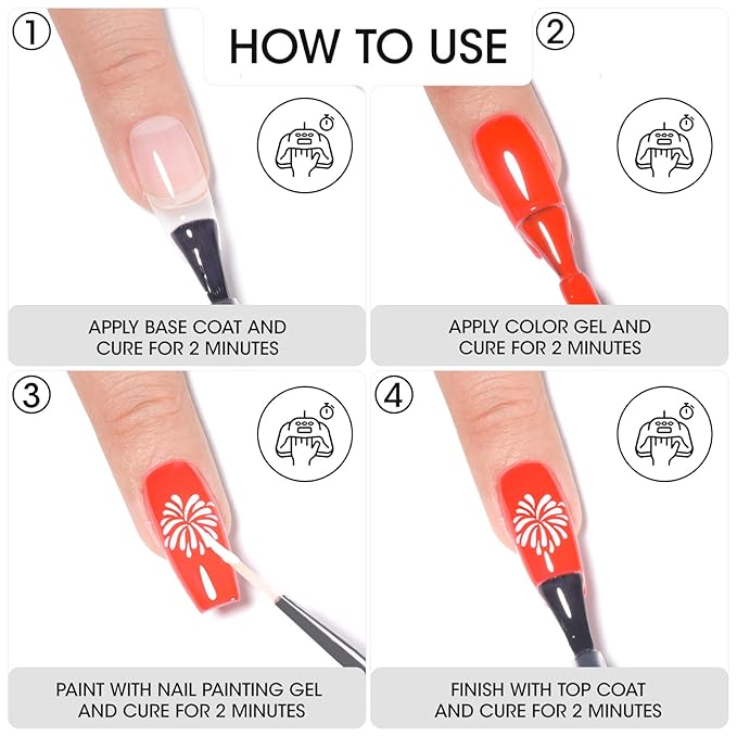 GELLEN Nail Painting Gel 2Pcs 8G Black & White No Wipe Pat Painting Nail Gel for Drawing Striper Liner Floral Painting Gel Polish Nail Art for Salon Home DIY Manicure, UV/LED Curing Required