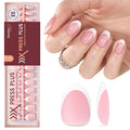 Beetles X Press Plus French Tip Nails | Petal French | Pink Ultra-Short Almond French Tip Press On Nails-210 Pcs 16 Sizes Natural Salon Quality Nail Tips