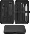 Manicure Set 8pcs Professional Nail Clippers Kit Pedicure Care Tools-Stainless Steel Grooming Tools for Travel (Black)