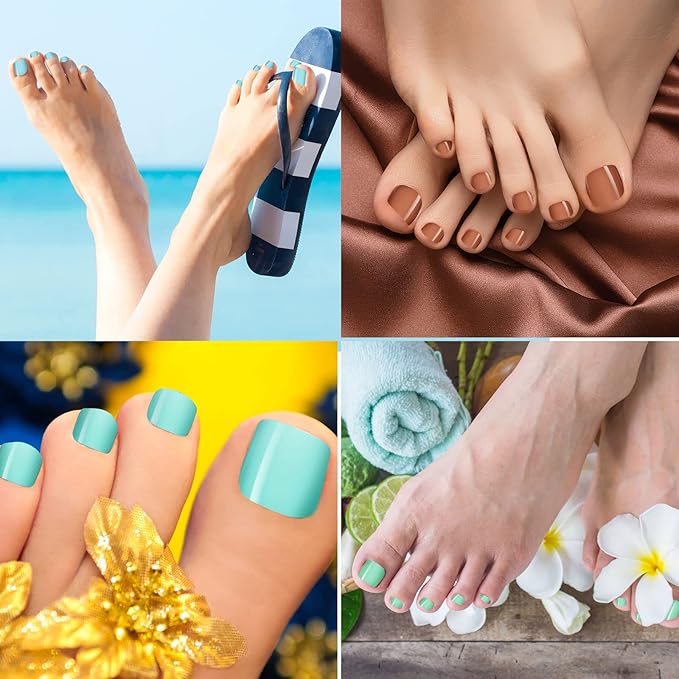 Maitys 720 Pieces Fake Press on Toe Nails Short False Toe Nails Square Solid Color Full Cover Matte Finish for Women(Bright Color)