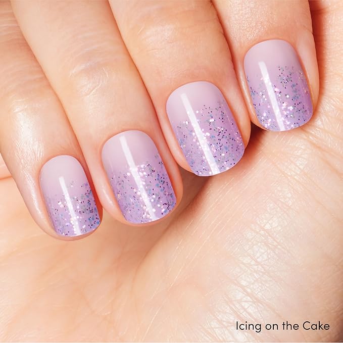 Dashing Diva Glaze Nail Strip Duo - For The Lilac Lover Collection - Icing on the Cake & Moment in Time - Long Lasting, Chip Resistant, Semi-Cured Gel Nail Strips - Contains 2 Colors