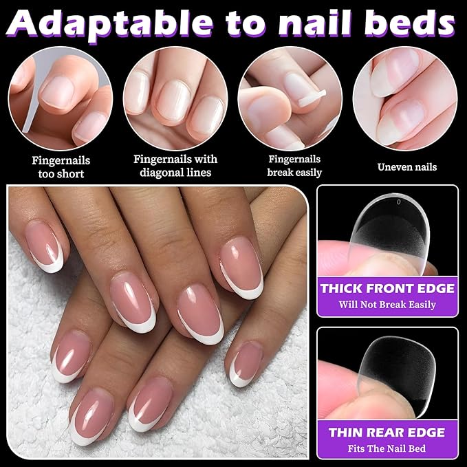 510pc Extra Short Oval Nail Tips, Soft Gel Nail Tip XS Fake Nails Oval Artificial Fingernail, 15 Sizes Full Cover Clear Press on Nail Short Acrylic Nails Tips for Nail Extension, Press Nails Making
