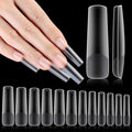 Flattened No C Curve, XXL Square Nail Tips, Full Matte Clear Half Cover Tapered Square Straight Flat Tips for Acrylic Nails Salons Home DIY Extensions(12 Sizes 240PCS)