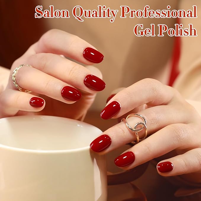Double Rhythm 0.5 Oz Gel Nail Polish Neutral Natural Same Color Same Bottle Translucent Light Milky Pastel 15ML Manicure French Design Art DIY at Home (Brick Burgundy-A1502)