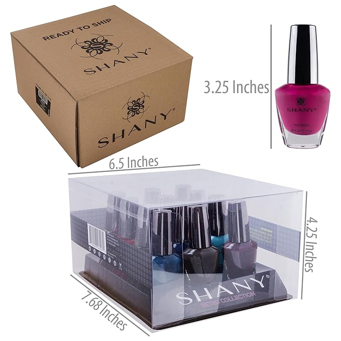 SHANY DIY Nail Polish Set - Quick Dry Nail Lacquer Kit, Vibrant & Colorful DIY Collection, Semi Glossy, Shimmery & Matte Finishes - Full Size - 12 Colors - Retro