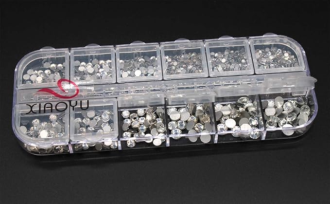 Xiaoyu 5 Boxes Nail Art Rhinestones Kit Nail Rhinestones Multicolor Nail Studs Horse Eye Rhinestones for Nail Art Decorations Supplies with 1PC Tweezers, 2PCS Wax Pencils, D