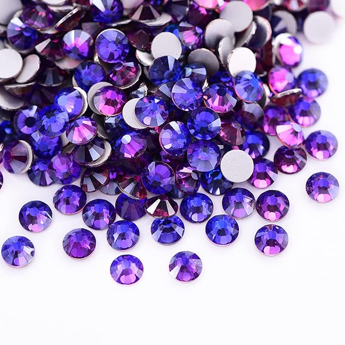 Dowarm 720 Pieces SS20 Flatback Crystals, 4.8MM Flatback Crystal Rhinestones for Craft Nails Dance Costumes, Non Hotfix Rhinestones (Purple Velvet)