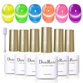 Double Rhythm 6 Colors Cat Eye Gel Polish Set Shimmer Glitter with Magnet Holographic Reflective Magnetic UV Nail Art Kit (6-Kit-53)