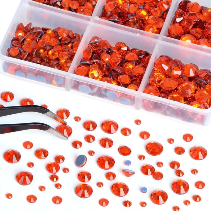 Bymitel Hotfix Crystal Rhinestones Round Gems for Crafts,Mixed 6 Sizes with Wax Pencil Kit, Hyacinth 1.6-6.3mm SS4-SS30/8000pcs
