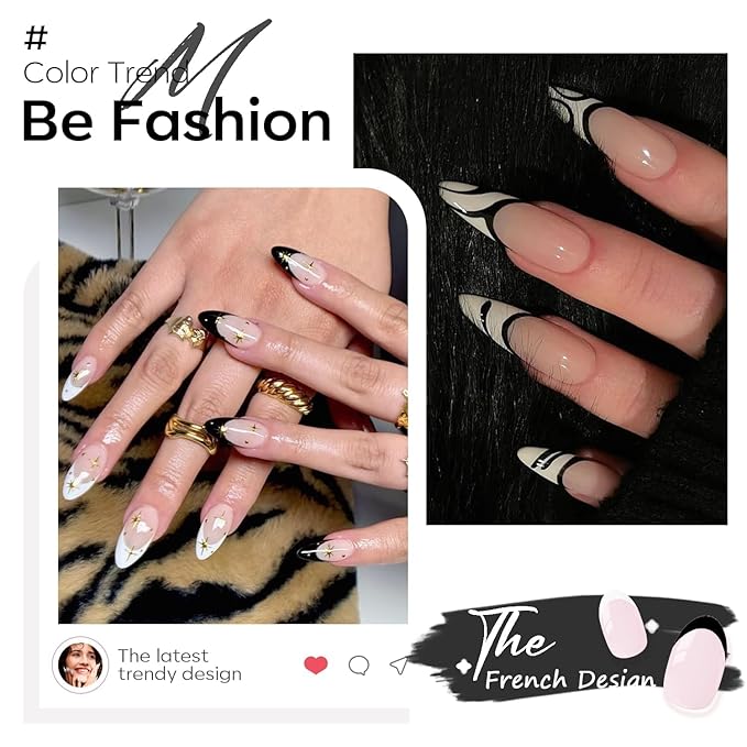 modelones White Gel Polish Black Gel Polish Set 2 Pcs 15ml Black And White Nail Polish Soak Off LED Valentine's Nail Art French Manicure Salon Diy at Home Gift for Women Girls