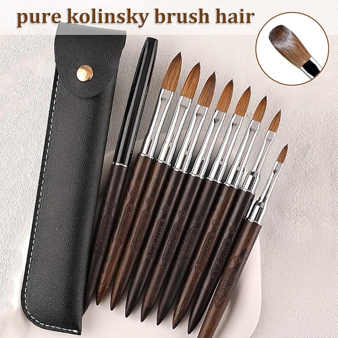 Acrylic Nail Brushes,100% Kolinsky Acrylic Nail Brush, Size 18 Nail Brush for Acrylic Application Round Oval Shaped, Nail Art Brushes for Acrylic Application Nail Extension Professional Nail Art Brush(18#)
