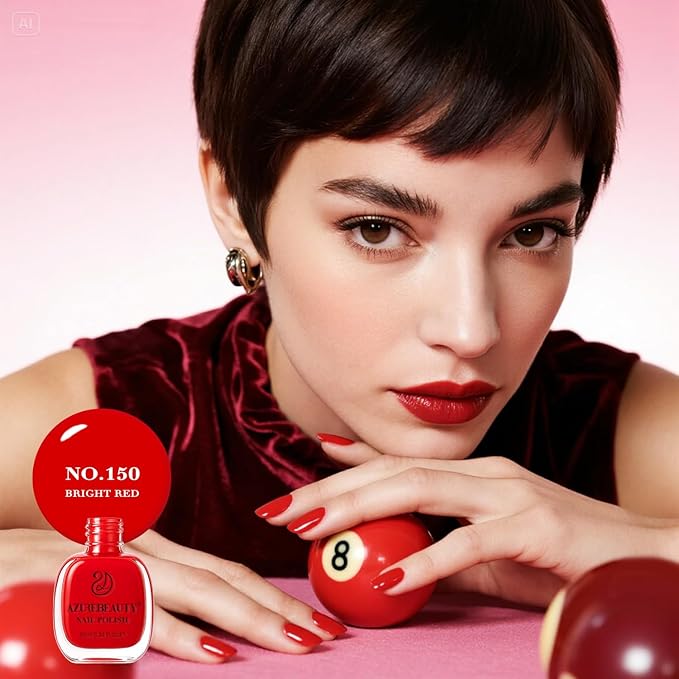 AZUREBEAUTY Red Nail Polish Burgundy Quick Dry Natural Infinite Shine Nail Lacquer Fingernail Polish Strengthening Treatment Kit Salon-Quality for Women Valentine's Day Gift