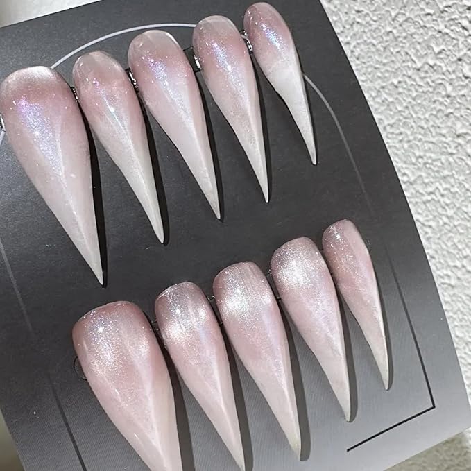 Halloween Press Claw on Nails Long Short Medium Curved Stiletto Handmade Gothic Design Horror Vampire False Nails Dragon Cat Claw Press on Nails Glossy Glue on Nail Thick Acrylic False Nails