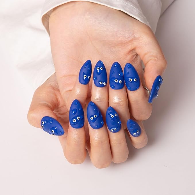 LOVFUL Press on Nails Dancing Rain | Handmade with Full Covered Crystals | Reusable Fake Nails | Almond Regular 1.0 in | H279-S
