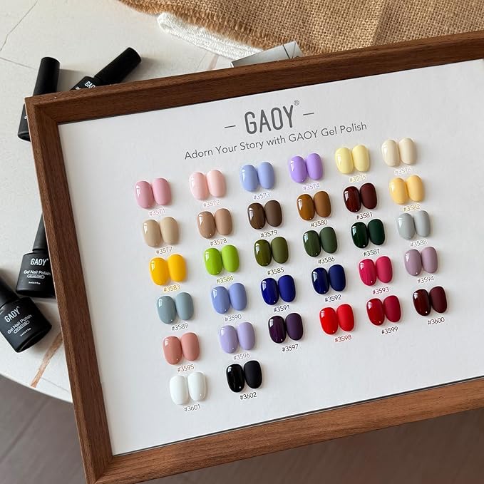 GAOY 36 Pcs Gel Nail Polish Set, 32 Colors All Season Gel Polish Kit Red Pink Purple Green Blue with 4 Pcs Soak off Base Glossy Matte Top Coat & Builder for Nail Art DIY Manicure at Home