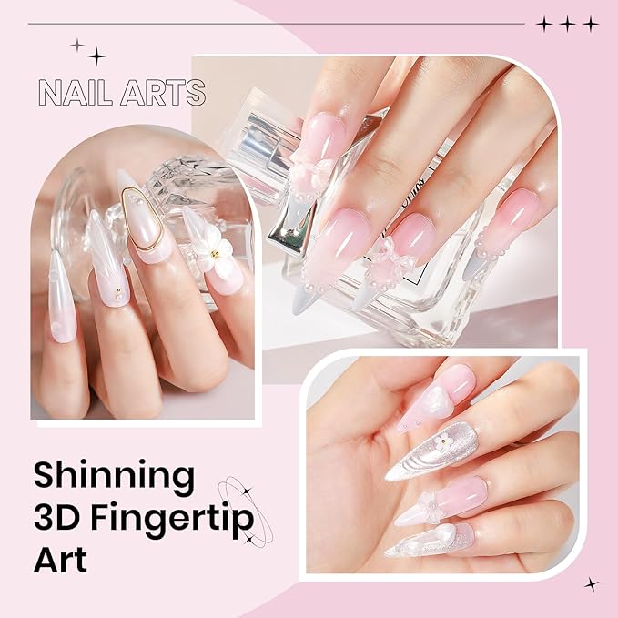 3D Nail Gel Art Pearl White,Solid Gel for Nails Art Non-Sticky Molding Nails for Extension Carving Home DIY Manicure with Nail Art Pen DIY at home
