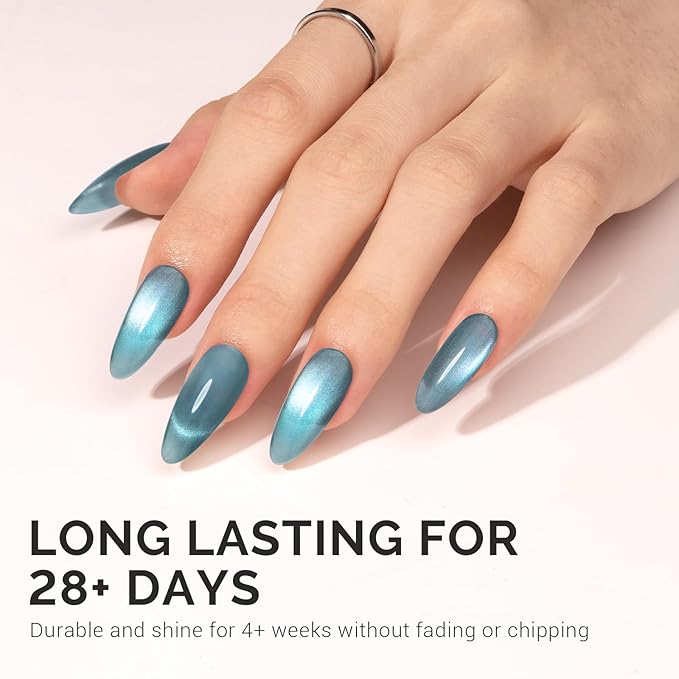 MelodySusie Silky Cat Eye Gel Nail Polish, Mermaid Blue Glitter Holographic Magnetic Nail Polish with Magnet, 0.5 Fl Oz UV Nail Polish for Nail Art Manicure Salon DIY at Home B5101