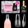 Beetles Gel Nail Kit Etch-X, Coffin Medium, 288pcs 12 Sizes Nail tips, with 10ml Hema-Free Nail Glue Gel, for Acrylic and Clear Press On Nail, Pre-Etched Half Matte Extension Set for Home DIY