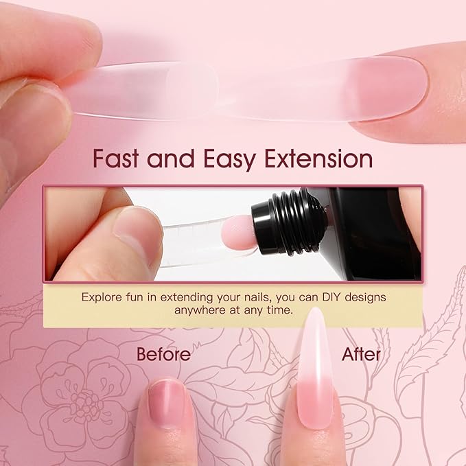 ROSALIND 2 oz Pink Poly Nail Gel, Peach Poly Extension Gel for Nails Art Nature Color Builder Pink Nail Strengthen Art Design for Women