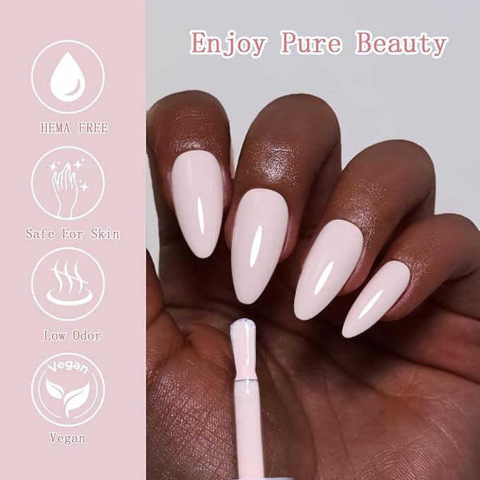 10ml Hema Free Gel Nail Polish Set, 6 Colors Gel Polish Kit Light Beige Nude Pink Neutral Rose Manicure Gift for DIY and Salon for Women