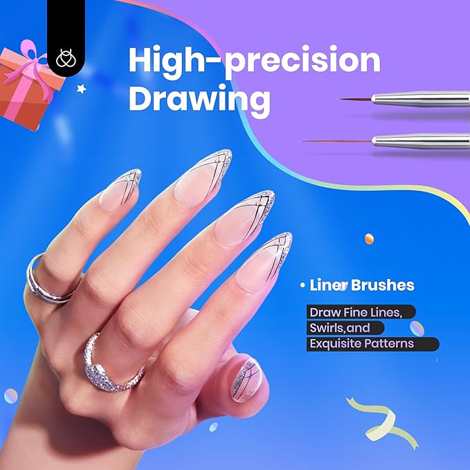 Beetles Gel Polish Nail Art Brushes, 6 Pcs Fingernail Art Design Pens, Dotting Pen Clean Up Liner French Nail Brush Set, Wood Alloy Handle, DIY Manicure Tools Gift for Women