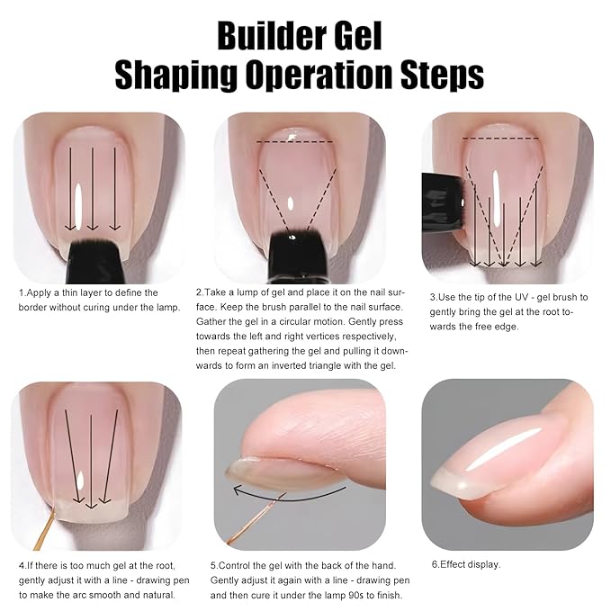Vishine Builder Nail Gel for Nails, 8-in-1 Pastel Pink Builder Strengthener Jelly Hard Extension Gel Base Rhinestone Nails Thickening in A Bottle E055