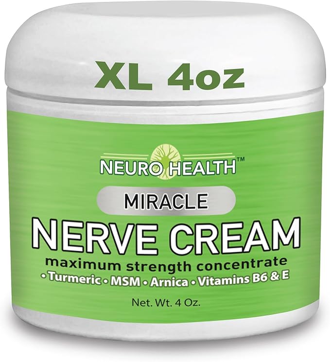 Miracle Nerve Cream - XL 4oz JAR - Maximum Strength - Turmeric and Arnica Blend for Neuropathy Discomfort Relief - Soothing Foot & Hand Formula with MSM, B6, E - Made in USA