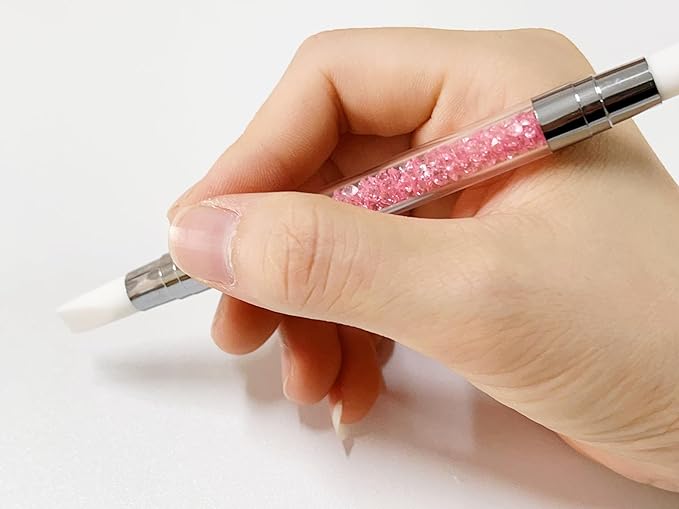 5PCS Dual Tipped Nail Art Sculpture Pen with 3PCS Nail Painting Brushes, Silicone Nail Polish Brushes Carving Drawing Tool, Acrylic Rhinestone Handle, Nail Art Design Tools