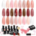 MEFA Jelly Gel Nail Polish Set, 12 Colors Jelly Red Glitter Gel Polish Set Nude Pink Milky White Nail Polish Gel Neutral Transparent Sheer Red Gel Nail Gifts for Women Girl DIY Salon Home Manicure